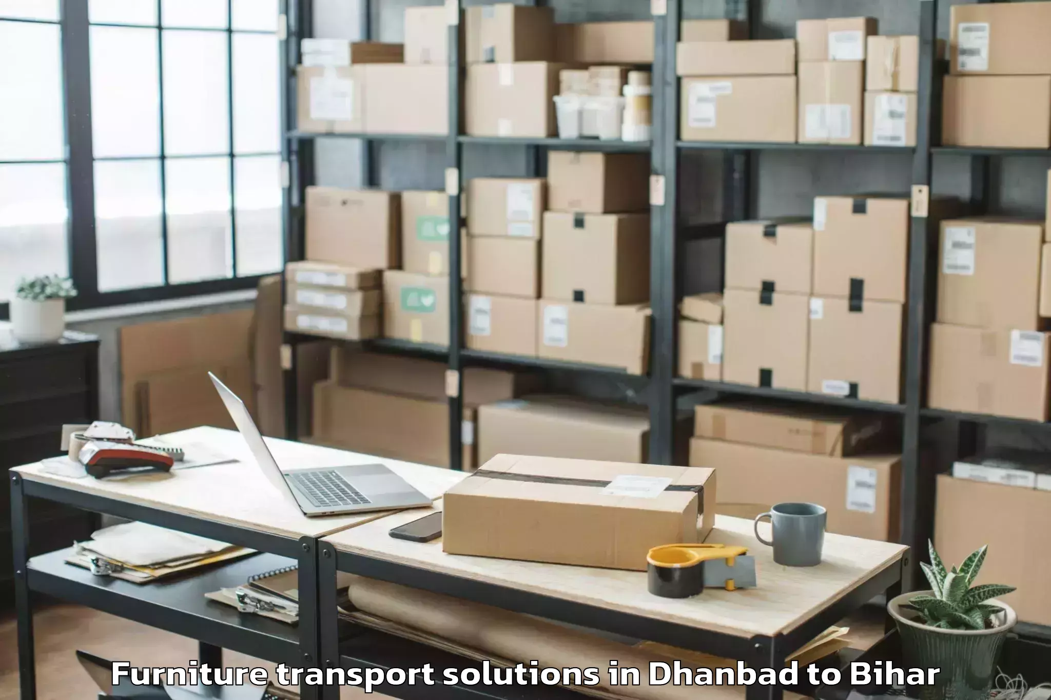 Professional Dhanbad to Chandi Nalanda Furniture Transport Solutions